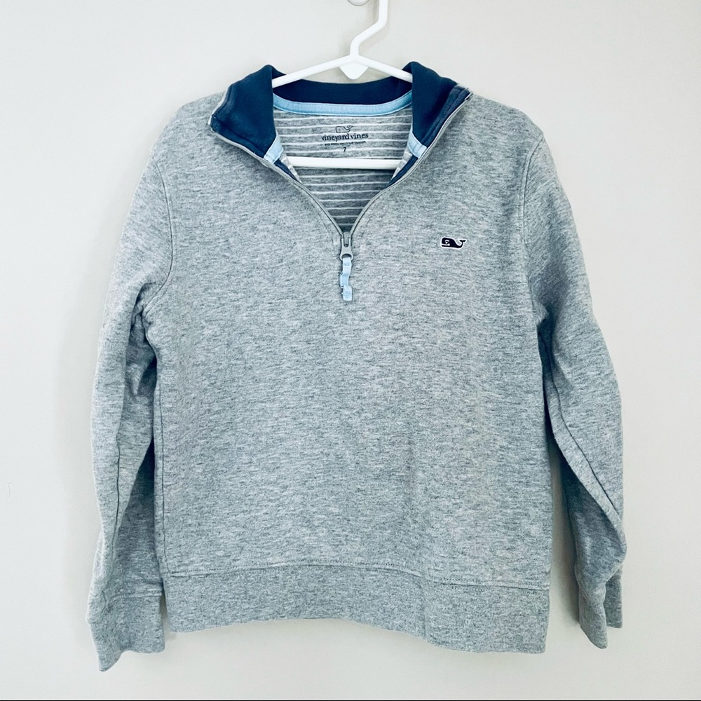 Vineyard Vines Quarter Zip Heather Grey Pullover Sweatshirt Top 7